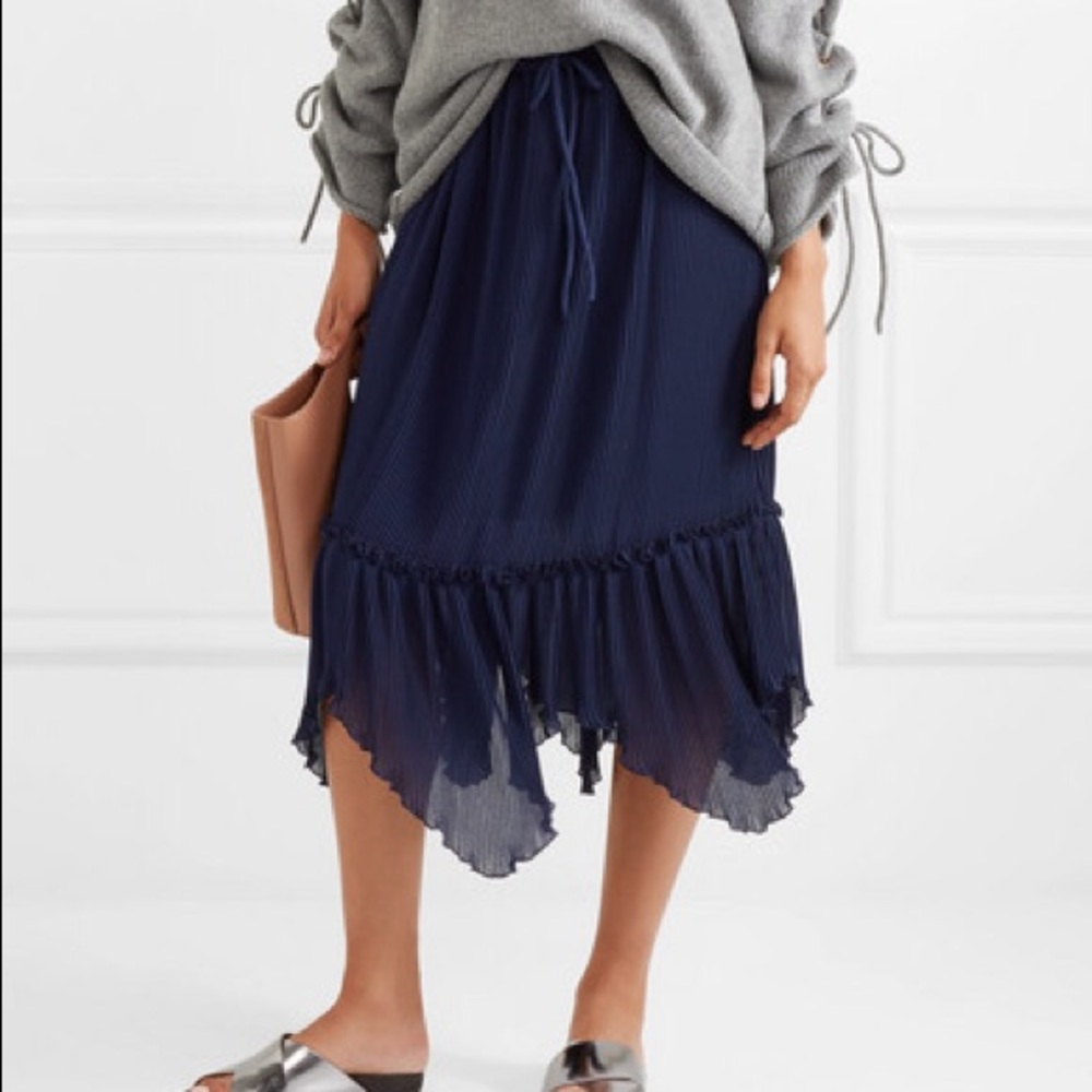 See by Chloe plisse-georgette midi skirt